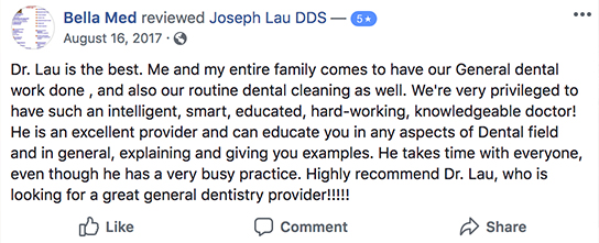 Patient Reviews - Joseph Lau DDS, Atlanta Dentist